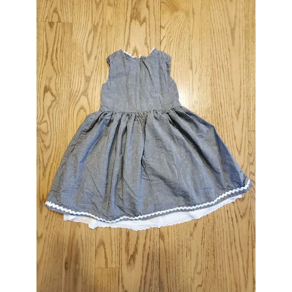 The Children's Place 4T Dress Black White Gingham Check Plaid Cottage EUC